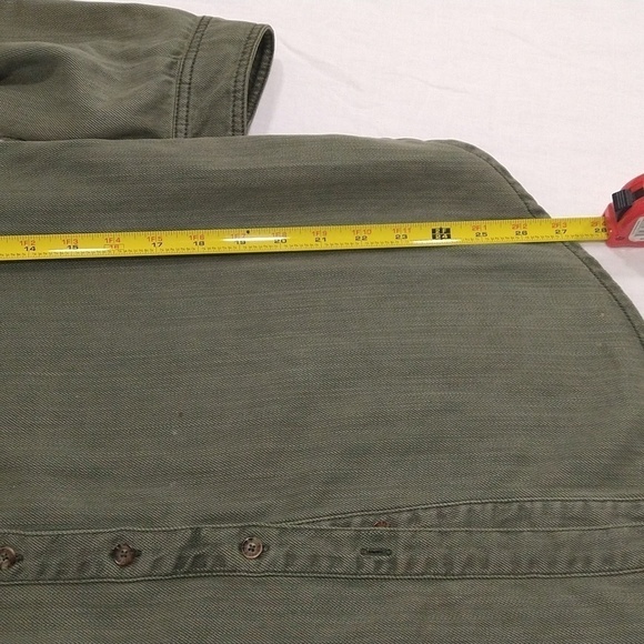 Anthropologie army green bronze metallic oversized shirt jacket size 8 - Picture 7 of 8